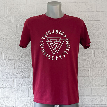T-shirt Valknut   Burgundy i gruppen T-shirts / Vuxen hos Handfaste (1414r)