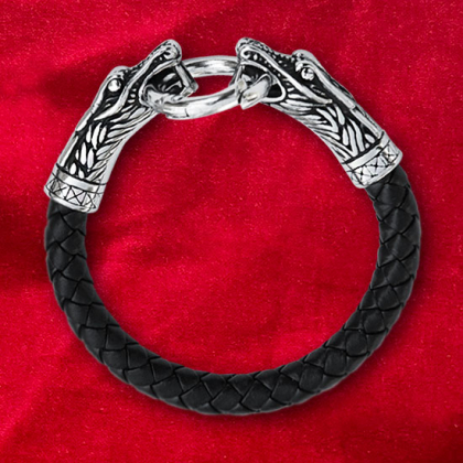 Lderarmband  Fenris i gruppen  Accessoarer  / Smyckesarmband hos Handfaste (4370r)